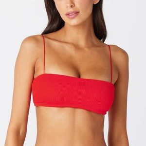 Gigi C Red Crinkle Bandeau Bikini Top SZ XL EUC Like New